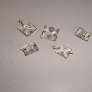 5 Crystal chandelier prisms etched flower square